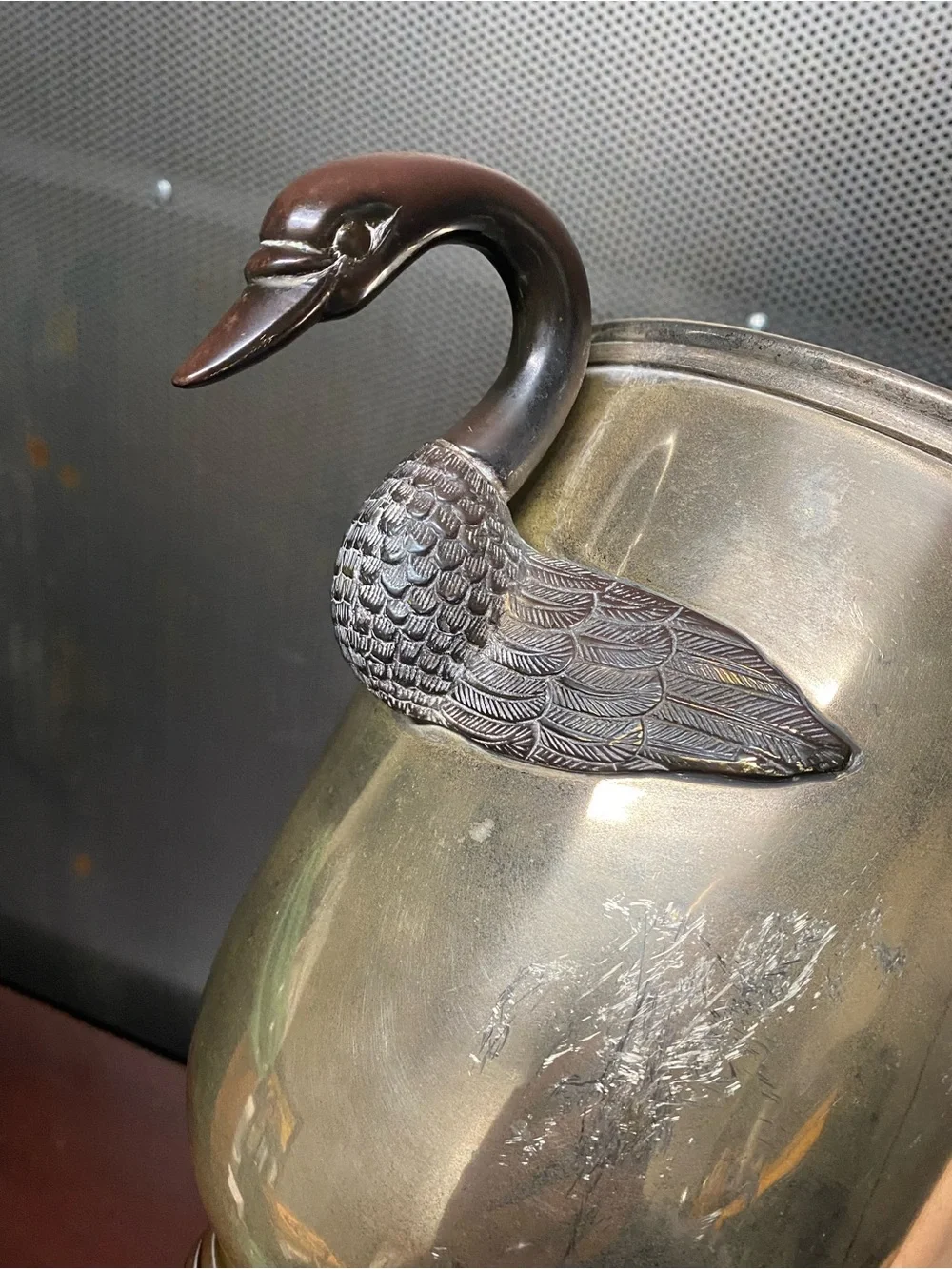 VINTAGE FRENCH REGENCY SWAN NECK ICE BUCKET MCM
